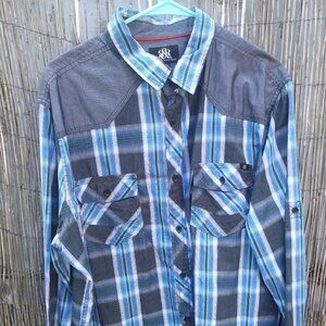 Rock & Republic Button Down Men Plaid - XL